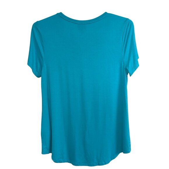 JM Collection Womens Large Turquoise Rayon Spandex Short Sleeve Scoop Neck - Picture 2 of 6